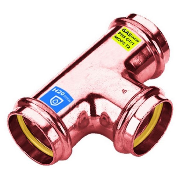 T IN RAME A PRESSARE FFF ACQUA/GAS Diam. 28