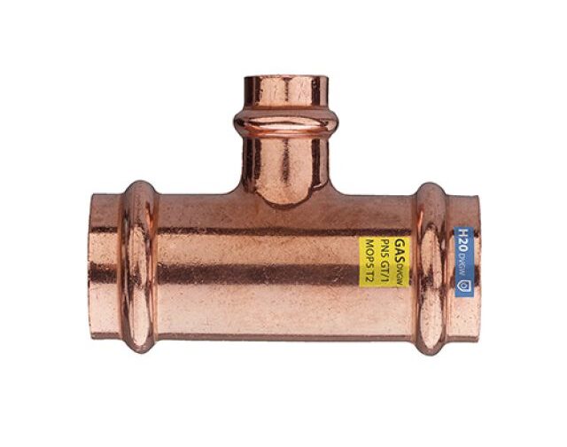 T RIDOTTO FFF IN RAME A PRESSARE ACQUA/GAS Diam. 22 x 15 x 18