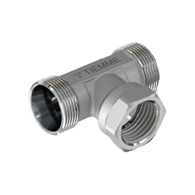 RACCORDO A T MASCHIO FEMMINA CROMATO 3/4 - 24X19 fil (D.16)