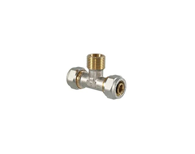RACCORDO TEE MASCHIO A COMPRESSIONE PER MULTISTRATO 20 x 3/4 x 20