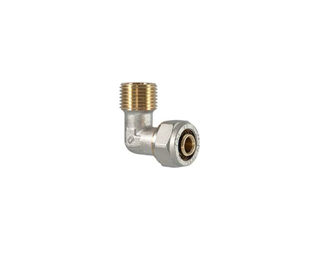 RACCORDO CURVO MASCHIO A COMPRESSIONE PER MULTISTRATO 1/2 x 20