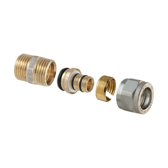 RACCORDO DIRITTO MASCHIO A COMPRESSIONE P/MULTISTRATO 2PZ ASSEMBLATO 1/2 x 1/2 - 16 (2,00)