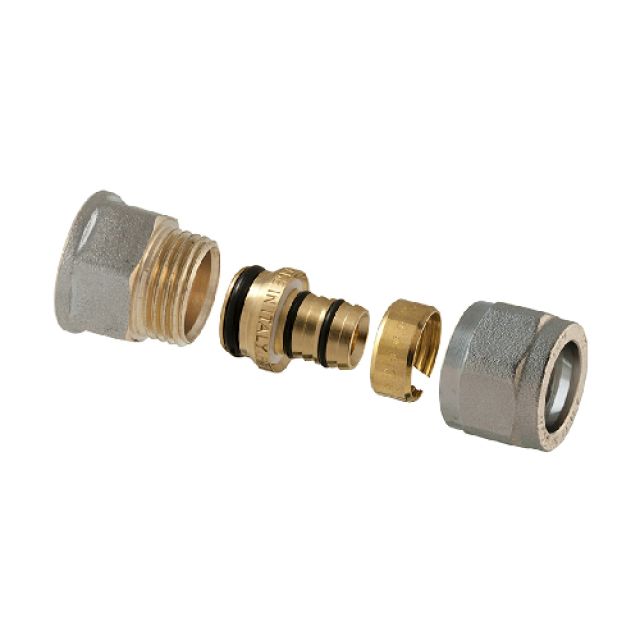 RACCORDO DIRITTO FEMMINA A COMPRESSIONE P/MULTISTRATO 2PZ ASSEMBLATO 3/4 x 1" - 26 (3,00)