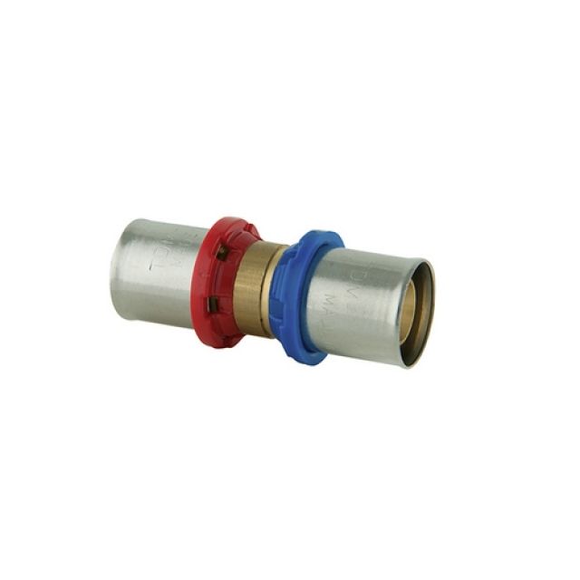 RACCORDO DRITTO DOPPIO PER CAMBIO SPESSORE TUBO A PRESSARE MULTISTRATO 20x2 20x2,25