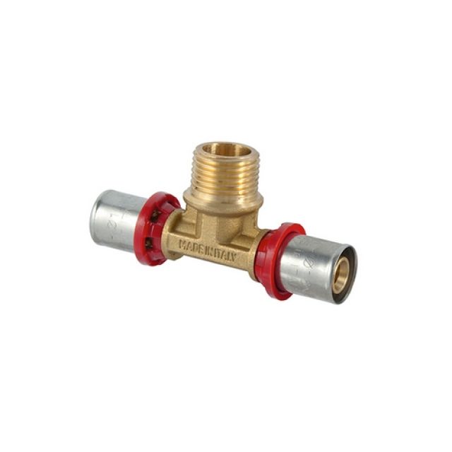 RACCORDO TEE MASCHIO A PRESSARE PER MULTISTRATO 1/2" x 16