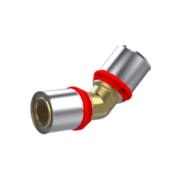 RACCORDO A PRESSARE IKARO CURVO DOPPIO A 45° Diam. 26 -CONF