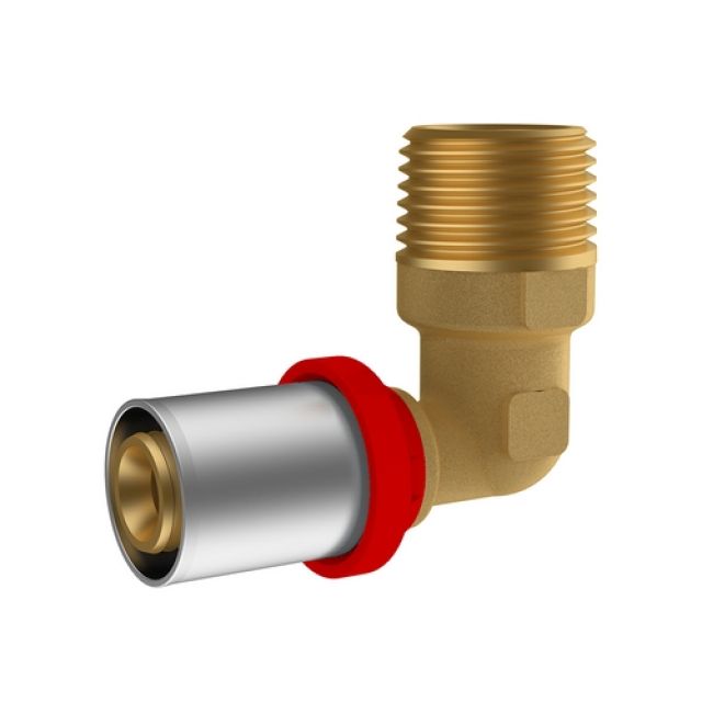 RACCORDO A PRESSARE IKARO CURVO MASCHIO 1/2 x 16