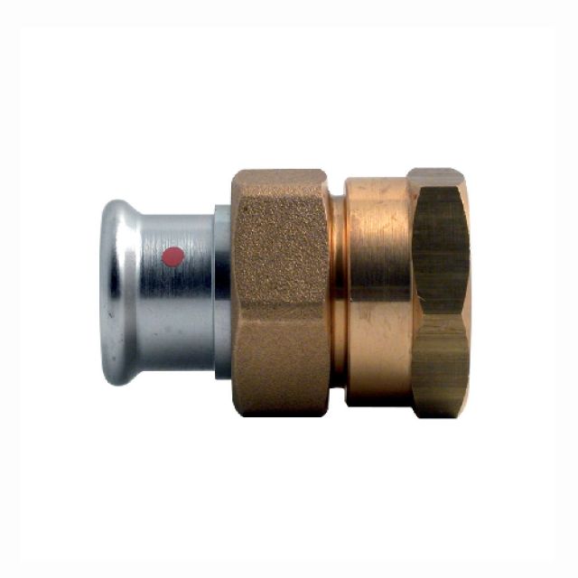 BOCCHETTONE DADO E RACCORDO FEMMINA IN OTTONE PRESS ACCIAIO CARBONIO 1/2" x 15