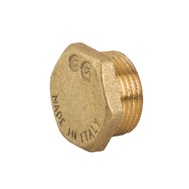 TAPPO MASCHIO CON ESAGONO IN OTTONE GIALLO 1"1/2