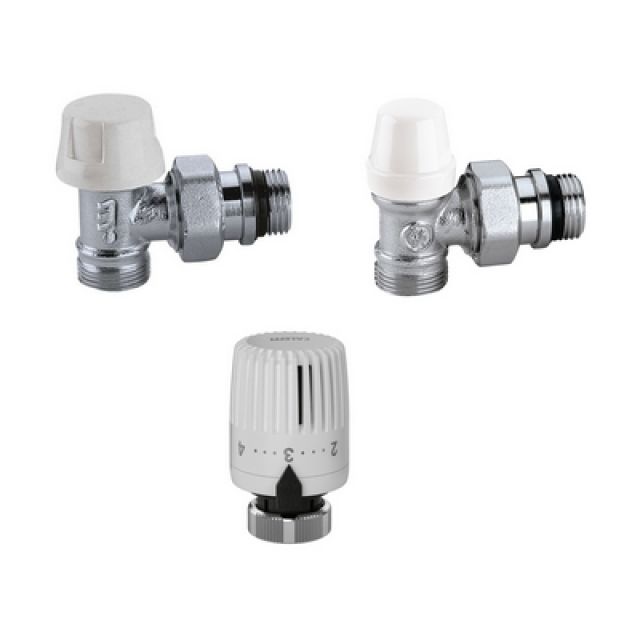 KIT VALVOLA + DETENTORE + COMANDO TERMOSTATICO 3/8" a squadra