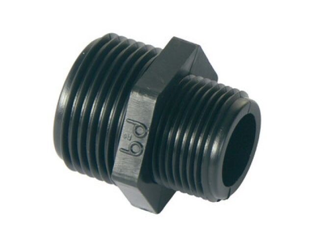 NIPPLES RIDOTTO IN PP NERO 1"1/2x1"1/4