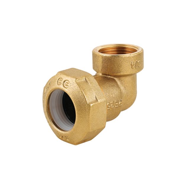 GOMITO FEMMINA IN OTTONE PER TUBO PE 1" X 32