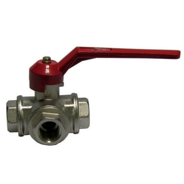 VALVOLA A SFERA A 3 VIE CON LEVA 1/2" (DN 15) foro a T