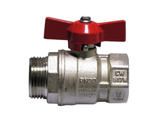 VALVOLA A SFERA MF CON FARFALLA LEVA ROSSA 1/2" (DN 15) F-BRICO