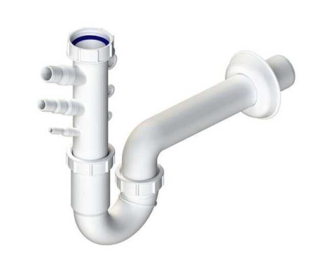 SIFONE PER LAVELLO A U CON ATTACCO MULTIFUNZIONE HERMES 1"1/4 Uscita D.32