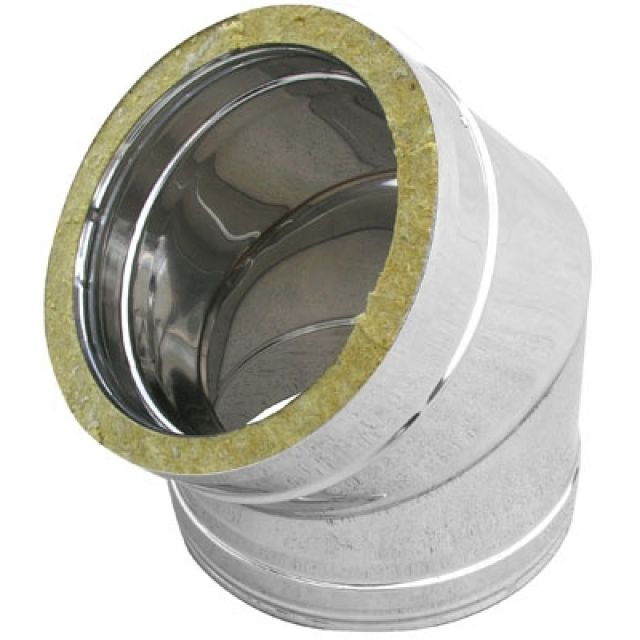 CURVA IN ACCIAIO INOX 316L A 45° DOPPIA PARETE D. Int. 150 - D. Est. 200