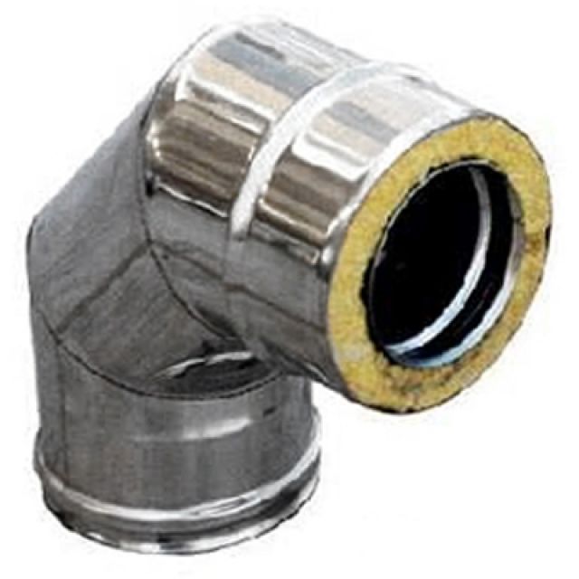 CURVA IN ACCIAIO INOX 316L A 90° DOPPIA PARETE D. Int. 200 - D. Est. 250