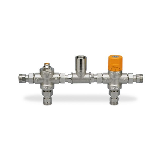 KIT TERMOSTATICO MINIECO SOLAR C/VALVOLA DEVIATRICE E MISCELATORE 3/4" 45°C