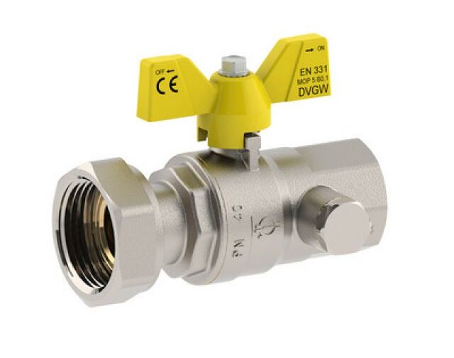 VALVOLA A SFERA PER GAS ATT. FEMMINA -DADO GIREVOLE 1" x 1"1/4