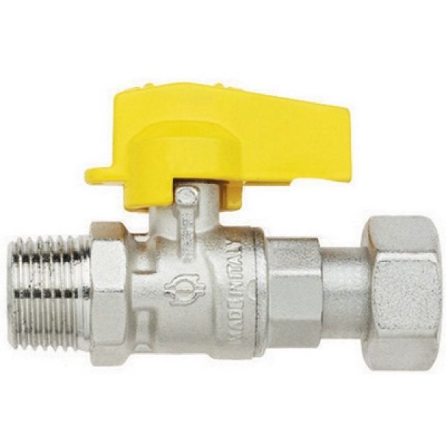 RUBINETTO A SFERA DIRITTO CON LEVETTA NORMGAS MASCHIO-GIRELLO FEMMINA 1/2" x 3/4"