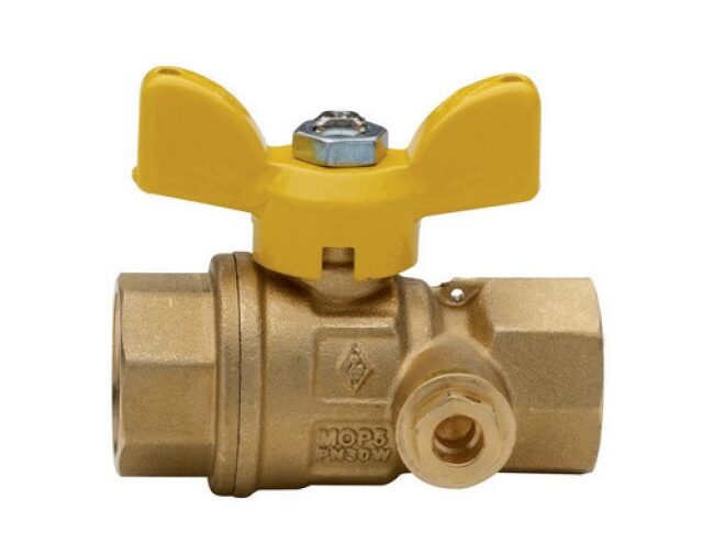 VALVOLA A SFERA PER GAS A PASSAGGIO TOTALE C/PRESA PRESSIONE FF 1"