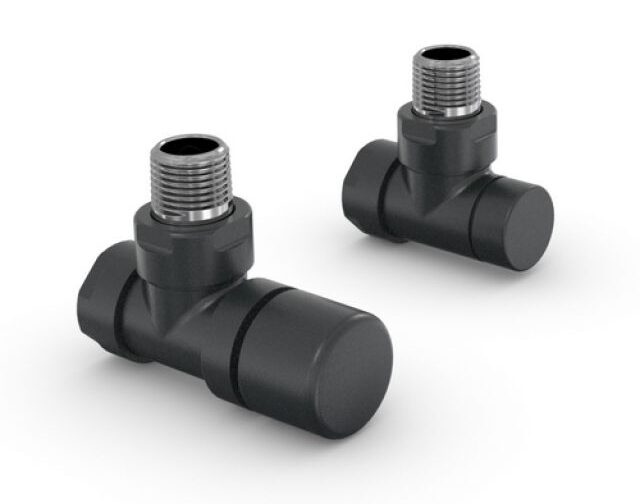 VALVOLA E DETENTORE A SQUADRA ZEHNDER DESIGN LINE 1/2 Nero