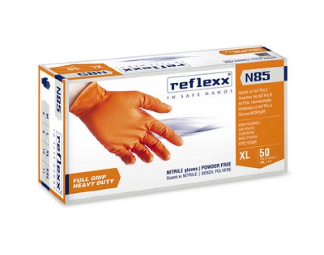 50 PZ GUANTI IN NITRILE FULL GRIP N85 Taglia XL - Arancio