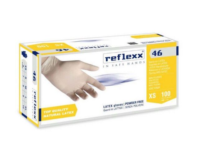 100 PZ GUANTI IN LATTICE SENZA POLVERE R46 Taglia L