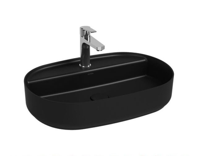 LAVABO D'APPOGGIO OVALE CON FORO RUBINETTO INFINITY Salmone Opaco  L. 60 cm