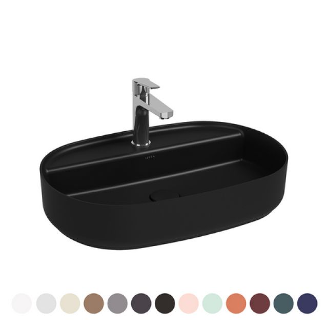 LAVABO D'APPOGGIO OVALE CON FORO RUBINETTO INFINITY Menta Opaco L. 60 cm