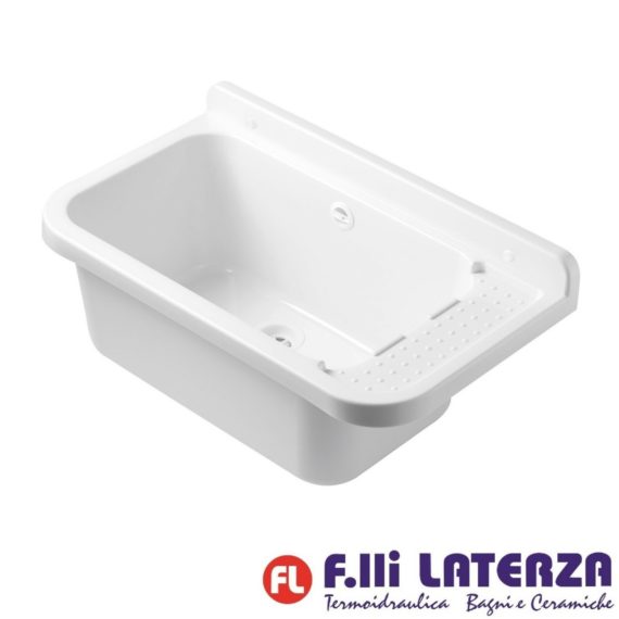 CR PILOZZA A MURO 60 cm LAVABO LAVATOIO ESTERNO INTERNO SOSPESO IN RESINA BIANCO