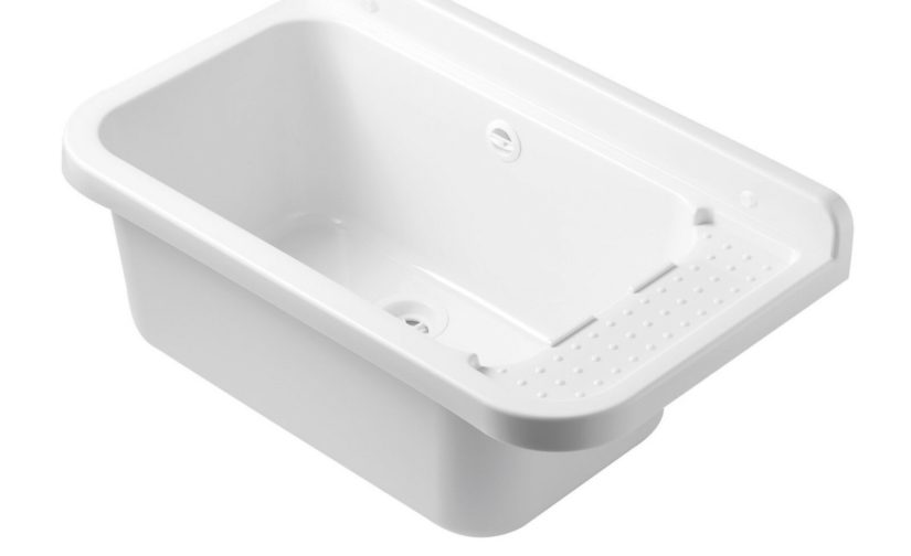CR PILOZZA A MURO 60 cm LAVABO LAVATOIO ESTERNO INTERNO SOSPESO IN RESINA BIANCO