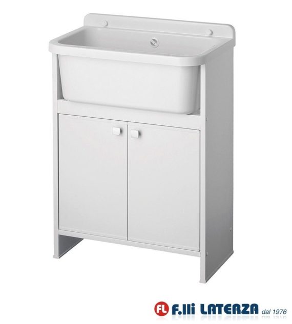 Mobile LAVATOIO Orazio SALVASPAZIO in Resina. 55X35 CM LAVAPANNI per Esterno in PVC SALVASPAZIO con Ante - immagine 2