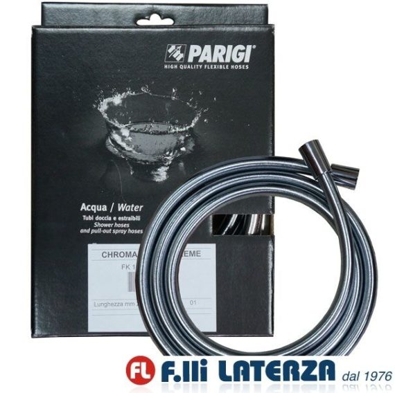 PARIGI FLESSIBILE DOCCIA ARGENTO CROMATO LISCIO LUNGO 1,5 MT. FLESSIBILI