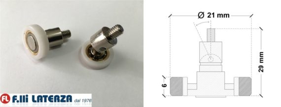 Ricambio Cuscinetto Rotella Rotellina Box Doccia Ricambi Rotelle Snodata 21 x 6
