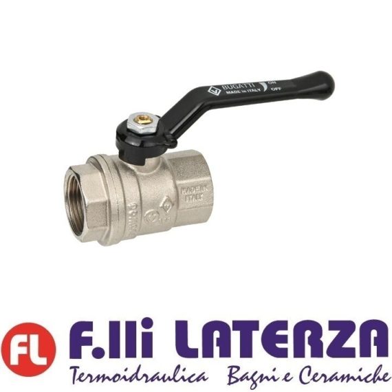 BUGATTI VALVOLA A SFERA ⅜" PASSAGGIO TOTALE FEM/FEM LEVA ALLUMINIO VALVOLE ACQUA