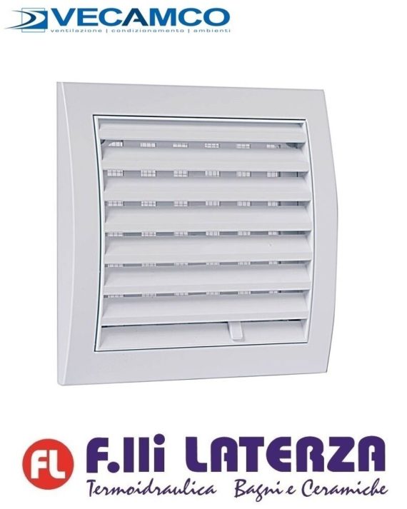 GRIGLIA DI AERAZIONE 15 x 15 APRI/CHIUDI IN ABS BIANCO CHIUDIBILE CON RETE