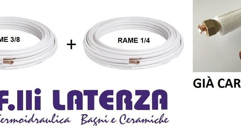KIT MONTAGGIO CONDIZIONATORE CLIMATIZZATORE TUBI RAME 2,5 Mt. 1/4-3/8 CARTELLATI