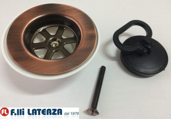 PILETTA GATTINARA PER LAVELLO CON SCARICO DA 1"¼ RAMATA - RAME CON SOTTO PILETTA IN OTTONE DA 1" ¼ CON GUARNIZIONE