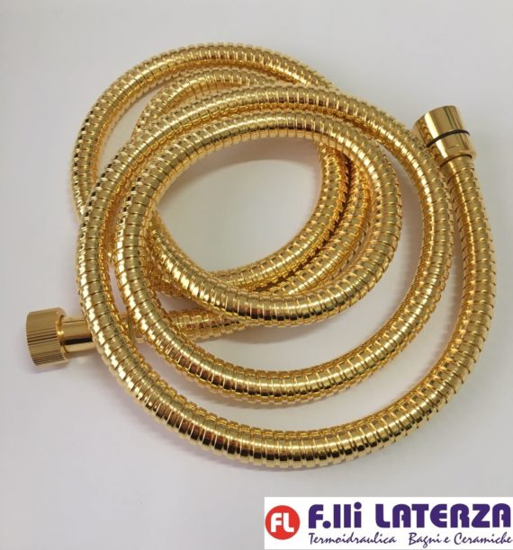 FLESSIBILE DOCCIA CONICO DORATO 1/2" x 1/2" Femmina da 200 cm. DOPPIA GRAFFATURA