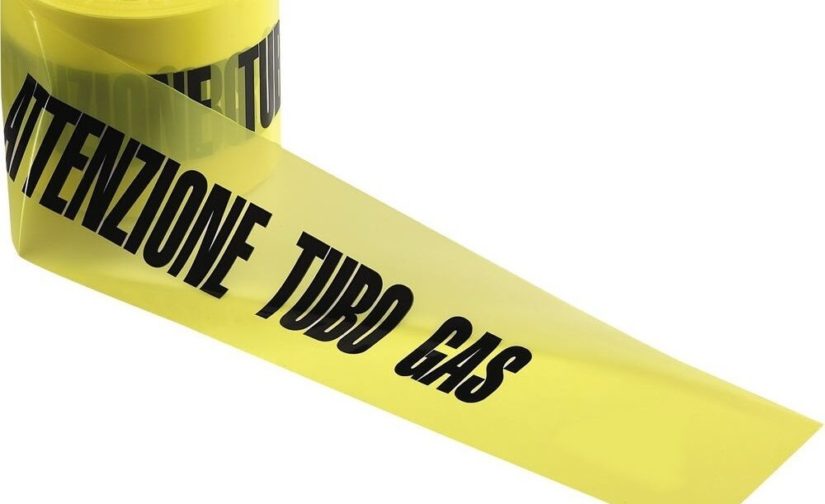 NASTRO SEGNALAZIONE SEGNALETICA ATTENZIONE TUBO GAS TUBAZIONI GIALLO 200 MT