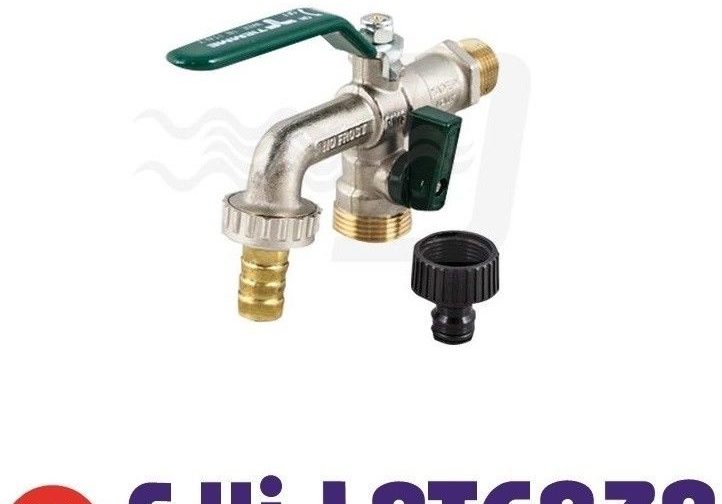 RUBINETTO PORTAGOMMA TIEMME 1/2" CON DOPPIO ATTACCO 3/4" RUBINETTI GIARDINO