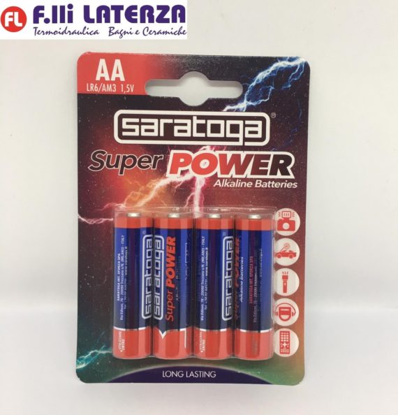 BATTERIA PILA MONOUSO ALTA QUALITÀ LUNGA DURATA STILO LR6 AM3 1,5V SARATOGA 4PZ - immagine 3