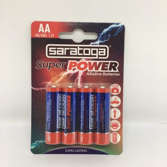 BATTERIA PILA MONOUSO ALTA QUALITÀ LUNGA DURATA STILO LR6 AM3 1,5V SARATOGA 4PZ