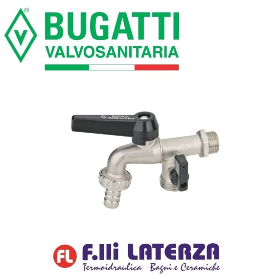 RUBINETTO PORTAGOMMA BUGATTI 1/2" CON DOPPIO ATTACCO 3/4" RUBINETTI GIARDINO