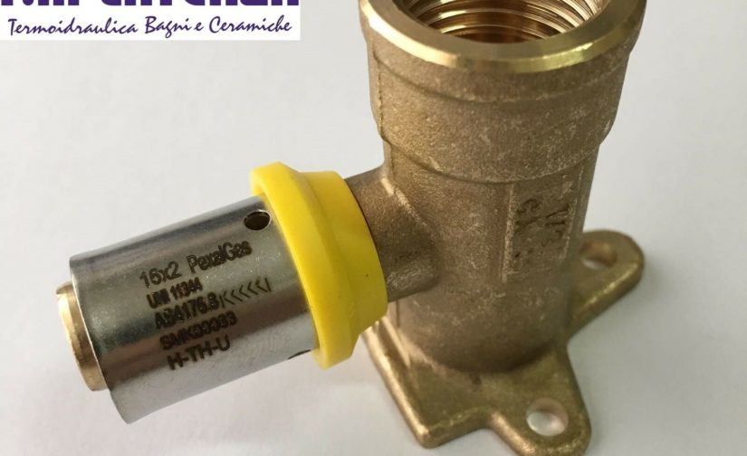 VALSIR PEXALGAS RACCORDO FLANGIATO A PRESSARE GOMITO OTTONE GAS 16 x 2 - 1/2"