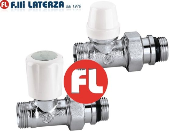 CALEFFI COPPIA VALVOLA + DETENTORE DIRITTI PREDISPOSTE TERMOSTATICHE 3/8" DRITTO