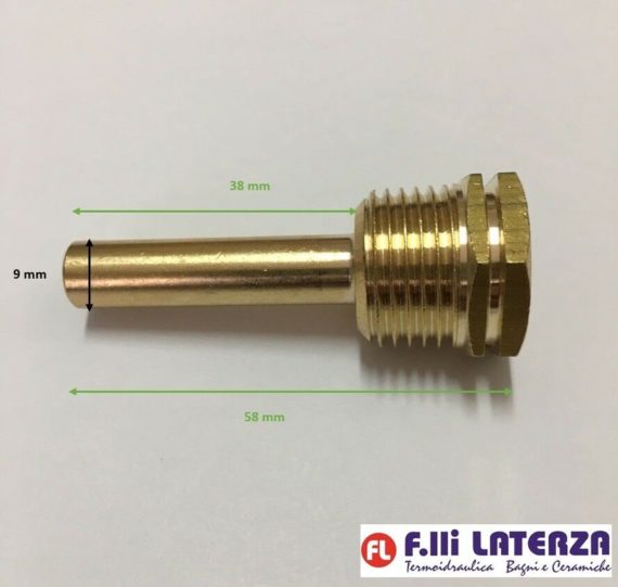 POZZETTO PORTA SONDA OTTONE Ø 1/2 TERMOSTATO TERMOMETRO BULBO GUAINA - immagine 4
