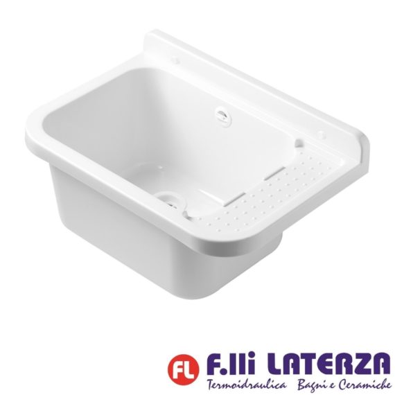 CR PILOZZA A MURO 50 cm LAVABO LAVATOIO ESTERNO INTERNO SOSPESO IN RESINA BIANCO
