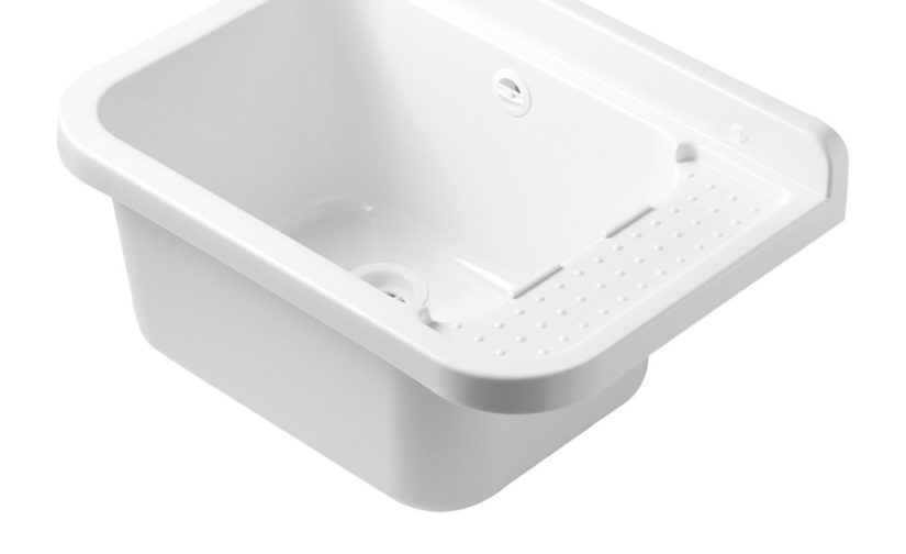 CR PILOZZA A MURO 50 cm LAVABO LAVATOIO ESTERNO INTERNO SOSPESO IN RESINA BIANCO